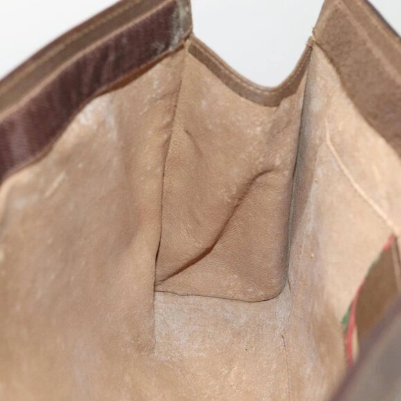 GUCCI GG Supreme Web Sherry Line Clutch Bag PVC Beige Red - Picture 7 of 16